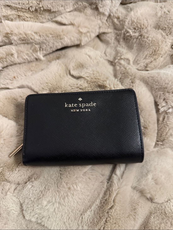 kate spade Handbags - kate spade Black Textured Leather Zip-Around Wallet with Gold Logo